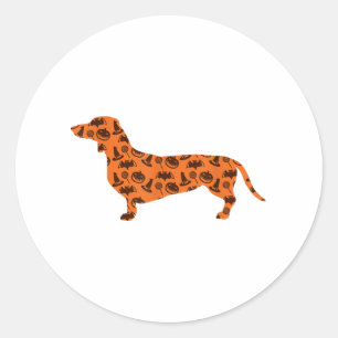 Adesivo Dachshund Pumpkin Witch Bat Funny Spooken Hallowee