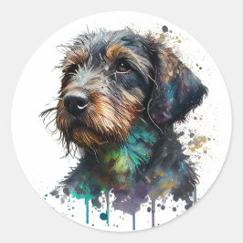 Adesivo Dachshund Puppy Wirehaired Puppy Watercolor Art