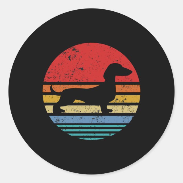 Adesivo Dachshund Retro Sunset Dog Daschund Classic (Frente)