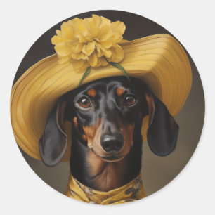 Adesivo Dachshund sofisticado em amarelo