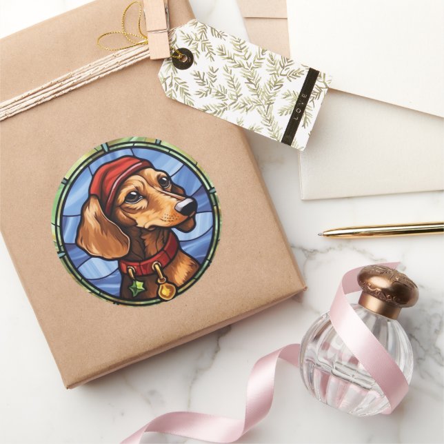 Adesivo Dachshund Stainha Glass Christmas (Presentear)