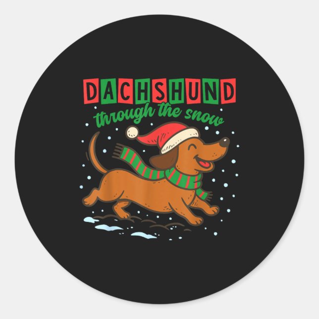 Adesivo Dachshund Through The Snow Funny Christmas Wiener  (Frente)