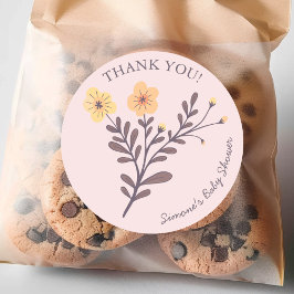 Adesivo Dacil Florals Elegante OBRIGADO CHÁ DE FRALDAS