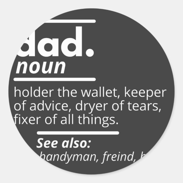 Adesivo Dad Dictionary Definition - Funny Fathers Day Gift (Frente)