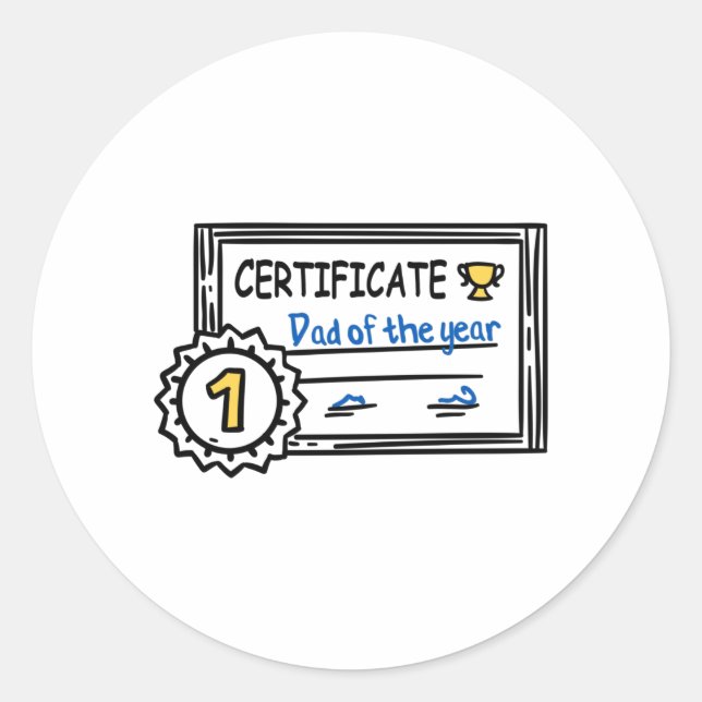 Adesivo Dad of the Year certificate father's day Award (Frente)