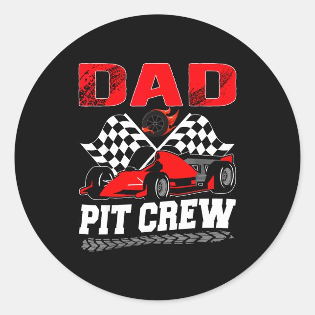 Adesivo Dad T Crew Racing Family Race Car Birthday Boy  (Frente)