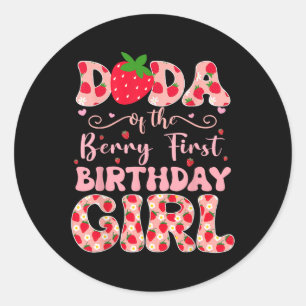 Adesivo Dada Do Primeiro Aniversário Da Garota Strawberr