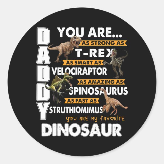 Adesivo Daddy You Are My Favorite Dinosaur Father's Day  (Frente)