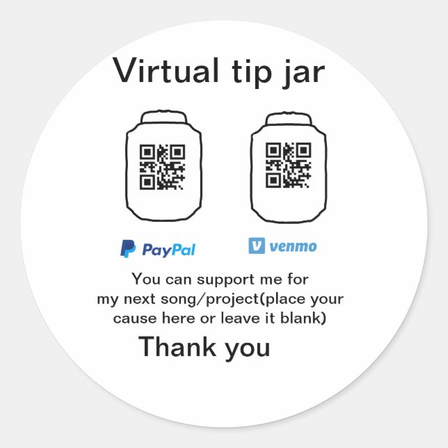 Adesivo Dádiva virtual jar q r código doação de moeda PayP (Frente)