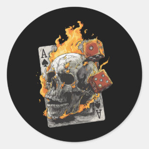 Adesivo Dados de Chamas de Caveira Cartas de Jogar Poker T