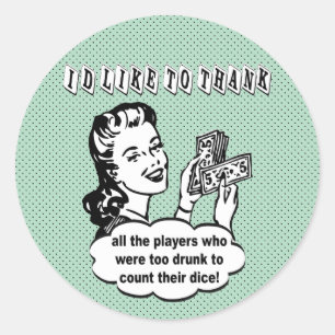 Adesivo Dados engraçados - eu gostaria de agradecer