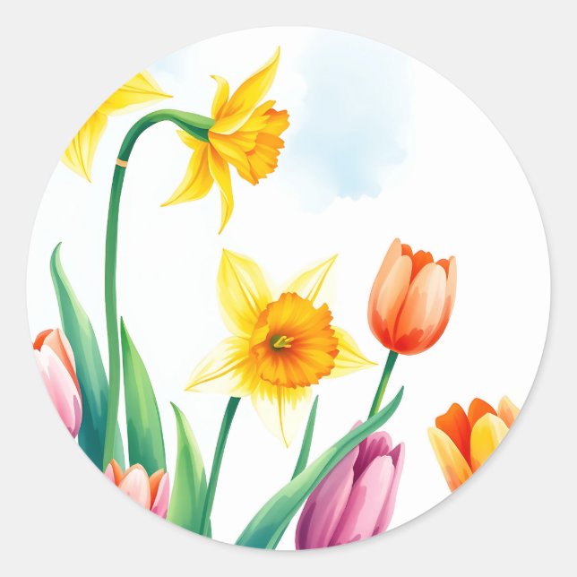 Adesivo Daffodils e Tulipas Vibrantes (Frente)