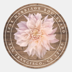 Adesivo Dahlia Flower Rustic Wood Wedding Endereço C
