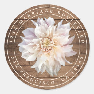 Adesivo Dahlia Flower Rustic Wood Wedding Endereço de Dev
