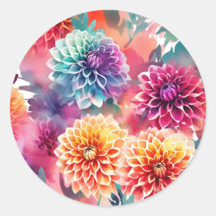Adesivo Dahlias Watercolor Floral