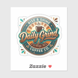 Adesivo Daily Grind Coffee Co – Crachá de Café Vintage Ret