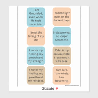 Adesivo Daily Positive Affirmations- 8 Wellness Stickers