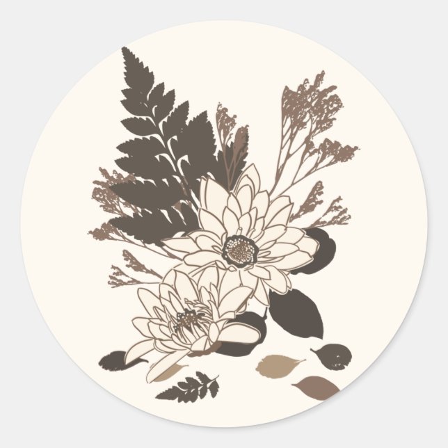 Adesivo Daisies and Leaves - transparente no creme. (Frente)