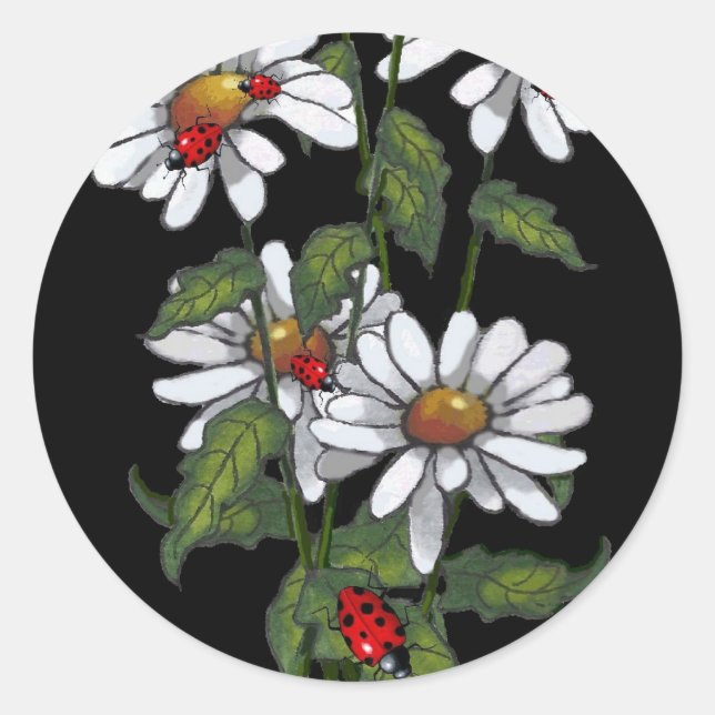Adesivo Daisies com Damybugs em Preto: Arte (Frente)