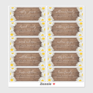 Adesivo Daisies Rustic Wood Wedding Guest Address Labels
