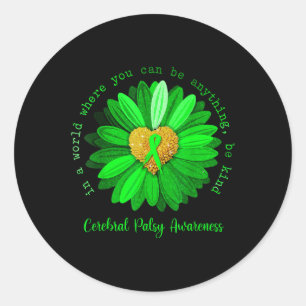 Adesivo Daisy Be Kind Cerebral Palsy Awarness Green Ribbo