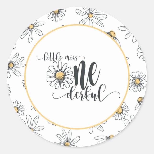 Adesivo Daisy Birthday Sticker - Pequena Senhorita ONEMara (Frente)