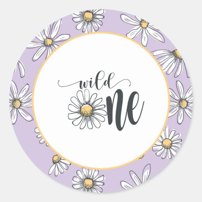 Adesivo Daisy Birthday Sticker - Wild One - Purple (Frente)