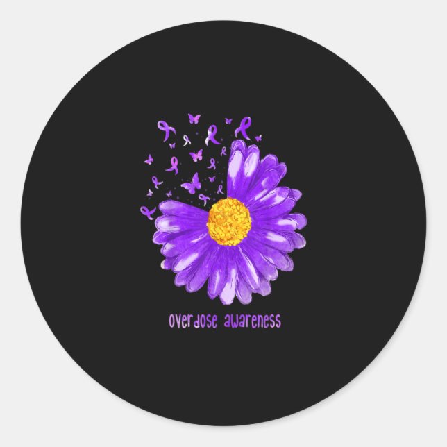 Adesivo Daisy Butterfly Purple Ribbon Overdose Awareness (Frente)