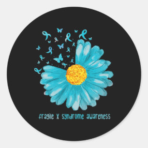 Adesivo Daisy Butterfly Teal Ribbon Fragile X Síndrome de 