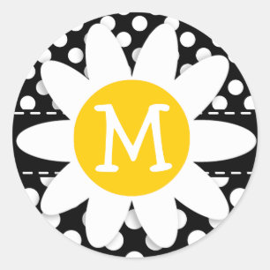 Adesivo Daisy em Bolinhas Pretas e Brancas