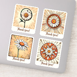 Adesivo Daisy Flowers Groovy Retro Personalizado