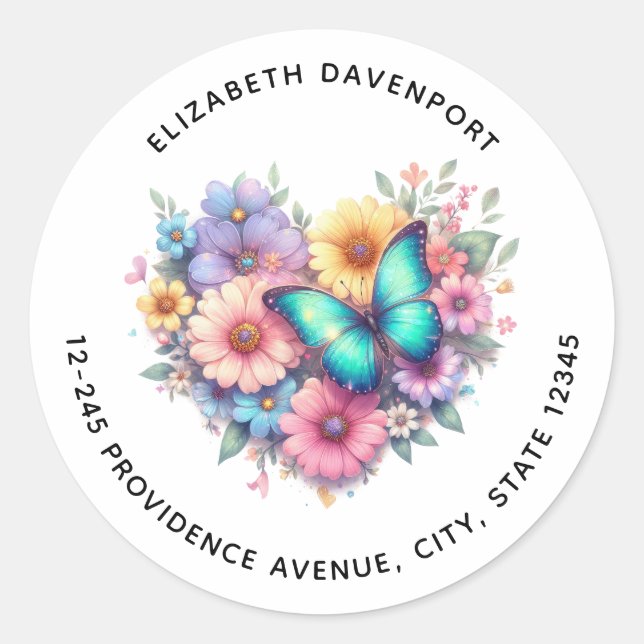 Adesivo Daisy Flowers with a Beautiful Butterfly Address (Frente)