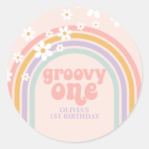 Adesivo Daisy Groovy Um Primeiro Aniversário arco-íris pas