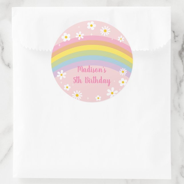 Adesivo Daisy Rainbow Retro Birthday (Bolsa)
