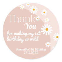 Daisy rosa selvagem one Girl primeiro aniversario 