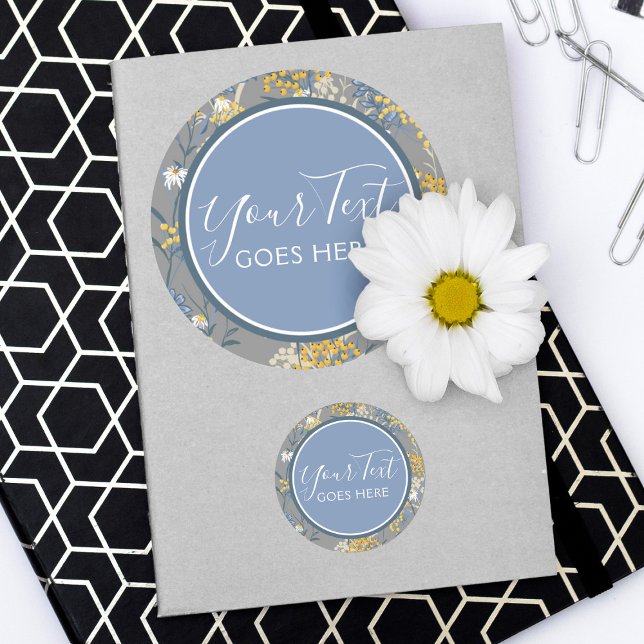 Adesivo Daisy Wildflower & Yellow Rowan Berries Botânico (Criador carregado)