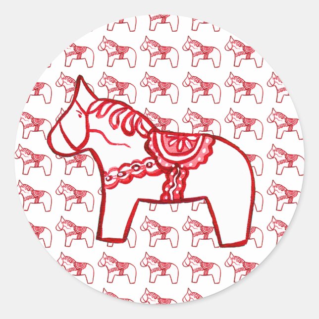 Adesivo Dala Horse Sticker em Vermelho e Branco (Frente)
