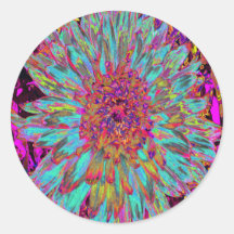 Dália Decorativa do Abstrato Azul-Teal Psicodélico