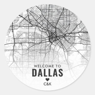Adesivo Dallas, mapa da cidade do Texas Boas-vindas