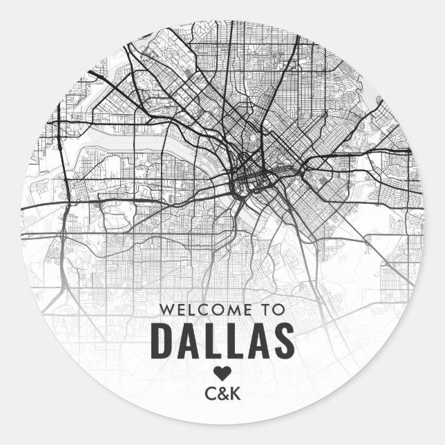 Adesivo Dallas, mapa da cidade do Texas | Boas-vindas (Frente)