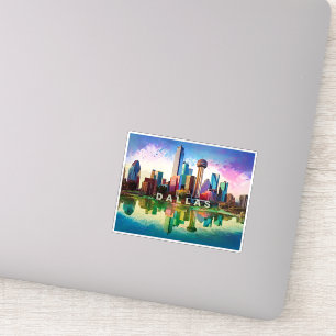 Adesivo Dallas Skyline Abstrato Art