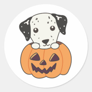 Adesivo Dalmaciano Em Pumpkin Cães Doce Feliz Dia das Brux