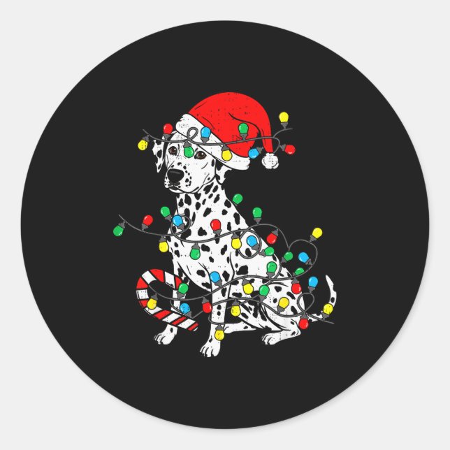 Adesivo Dalmatian Dog Christmas Lights Santa Xmas Pet Dog  (Frente)