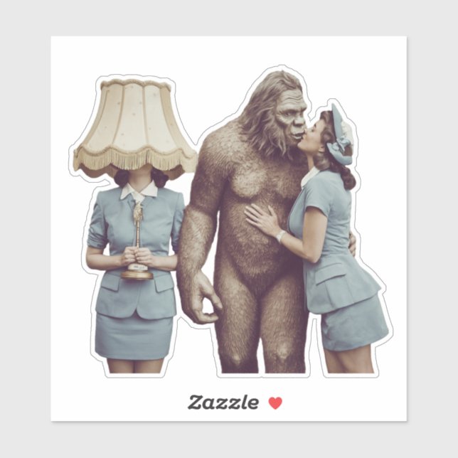 Adesivo Dama Antiga Beijando Sasquatch (Folha)