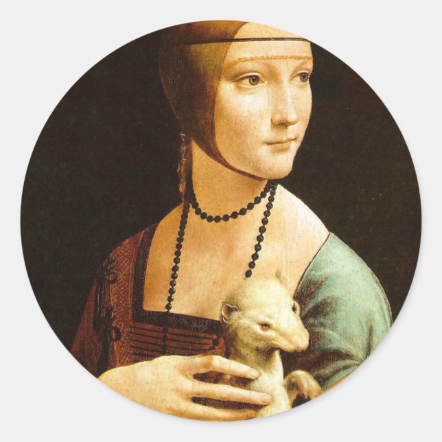 Adesivo Dama com Arminho, Leonardo Da Vinci (Frente)