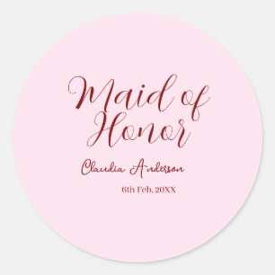 Adesivo Dama de honra roxo nome data rosa pastel noivas