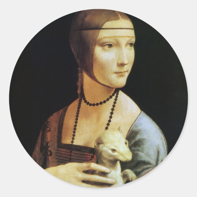 Adesivo Dama de Leonardo da Vinci com um Ermine (Frente)