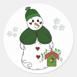 Adesivo Dama de Neve com Casa de Pássaros