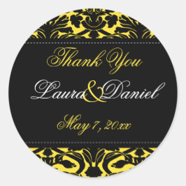 Adesivo Damasco Amarelo e Preto 1,5" Obrigado Sticker