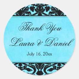 Adesivo Damasco Azul e Preto 1,5" Obrigado Sticker